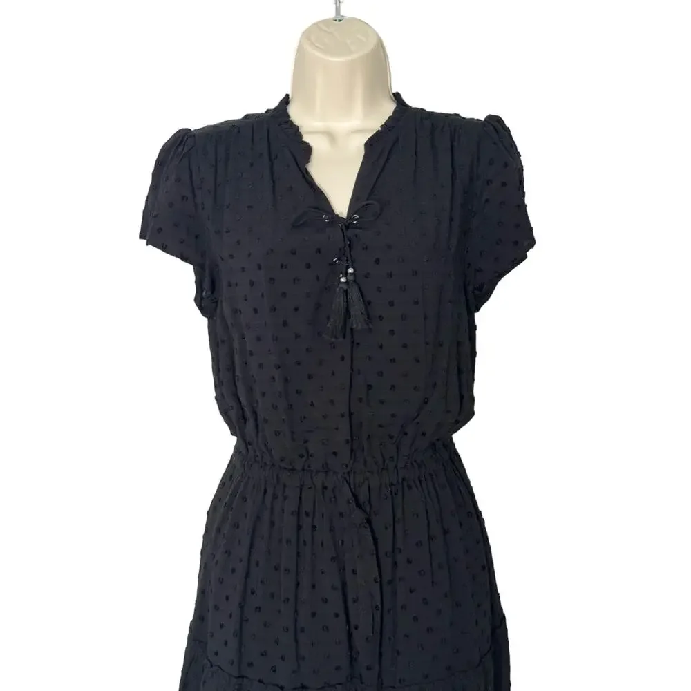 PAIGE Jannah Swiss Dot Mini Dress in‎ Black Size XS